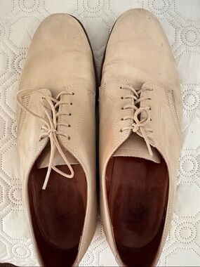 Men's Suede Derby Shoes in Light Beige